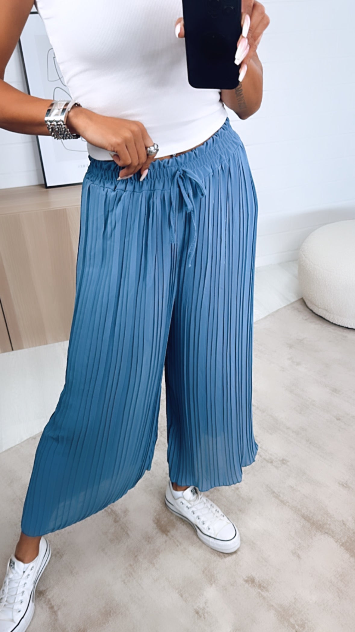 Plisseehose blau Clearance